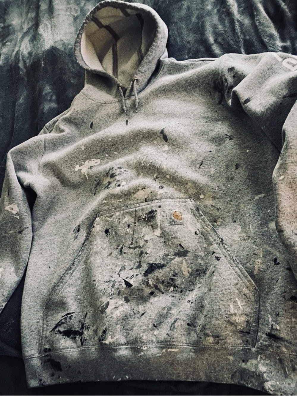 Carhartt Gray Paint-Splattered Hoodie